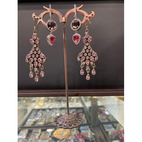 Pink Sapphire Earrings Silver