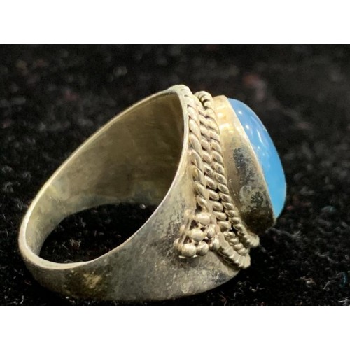 Natural Blue Stone Studded Ring Sterling Silver 925