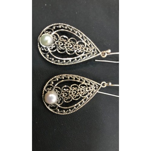 Natural Pearl Silver Earrings