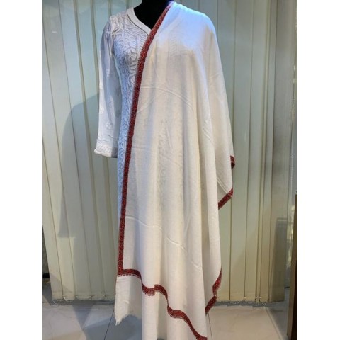 White handmade bordered shawl