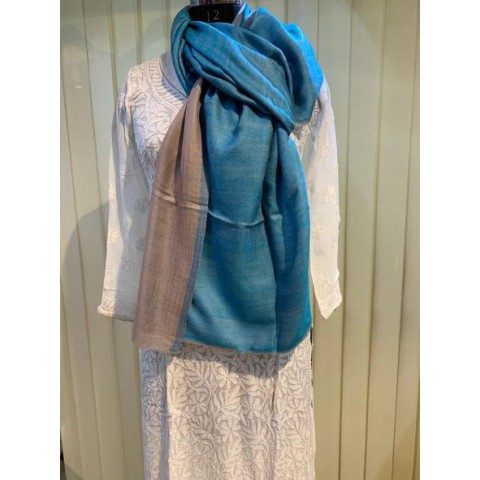 Plane Blue Woolen Stole For Women