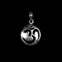 Silver Om Round Emboss Pendant