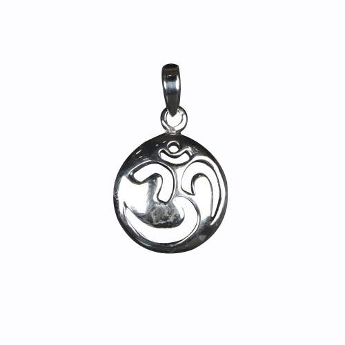 Silver Om Round Emboss Pendant