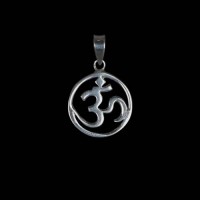 Round Silver Om Pendant
