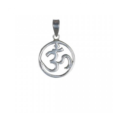 Round Silver Om Pendant