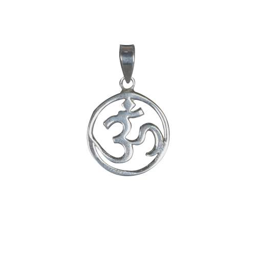 Round Silver Om Pendant