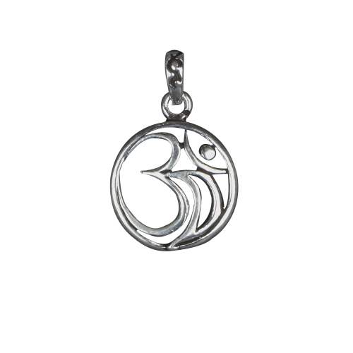 Round Silver Om Pendant