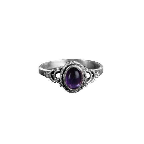 Natural Amethyst Silver Ring 