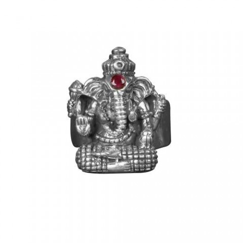  Ganesha Embossed Silver Ring