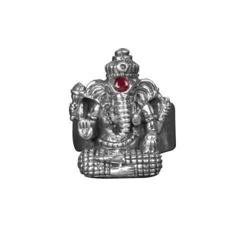  Ganesha Embossed Silver Ring