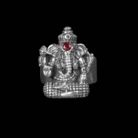  Ganesha Embossed Silver Ring