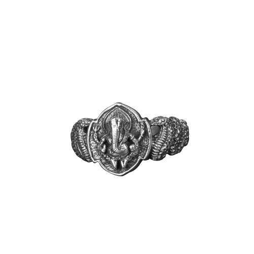  Ganesha Embossed Silver Ring