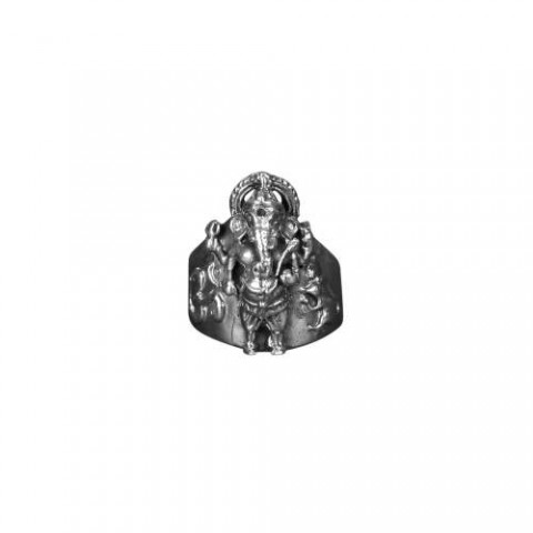  Ganesha Embossed Silver Ring