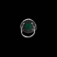 Green Onyx Stone Studded Silver Ring