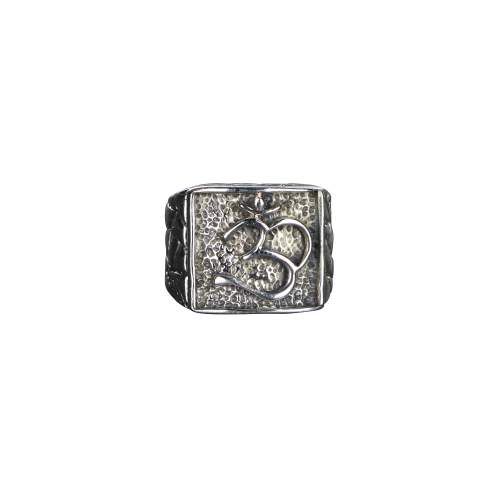 Om Silver Square Ring for Men