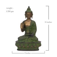 Antique Brass Buddha Statue -11 inches