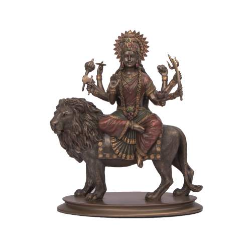 Resin Durga Maa Lion Statue 12inch