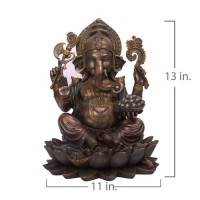 Lord Ganesha Lotus Sitting Resin Statue 13 Inches