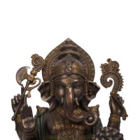 Lord Ganesha Lotus Sitting Resin Statue 13 Inches