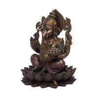Lord Ganesha Lotus Sitting Resin Statue 13 Inches