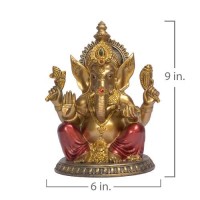 Lord Ganesha Coral Stone Studded Brass Statue