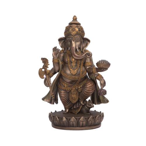 Ganesha Lotus Resin Statue 9 Inches
