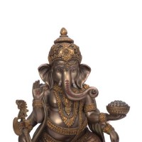 Ganesha Lotus Resin Statue 9 Inches