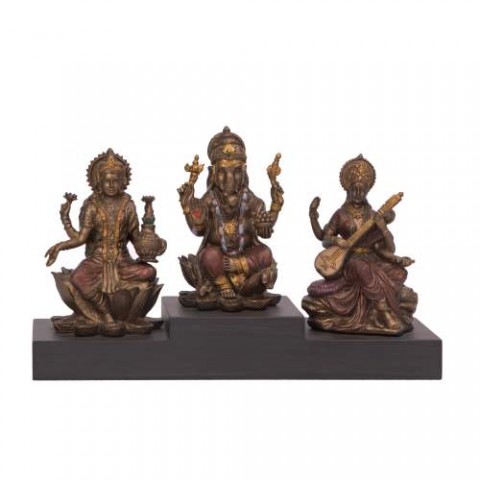 Laxmi Ganesh Saraswati Resin Statue 6 inches