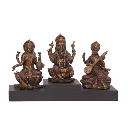 Laxmi Ganesh Saraswati Resin Statue 6 inches