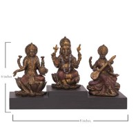 Laxmi Ganesh Saraswati Resin Statue 6 inches