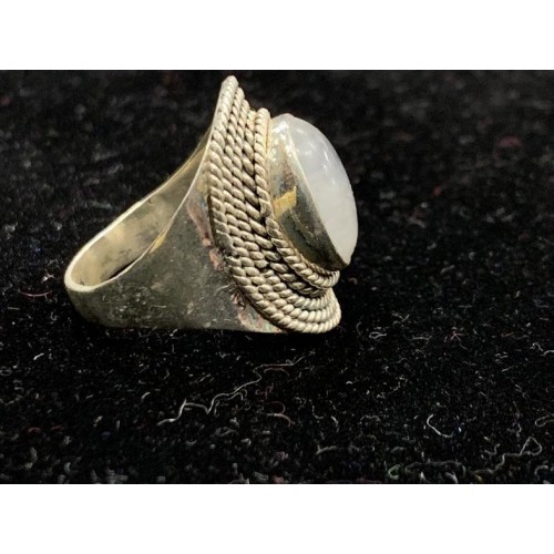Moon Stone Studded Silver Ring