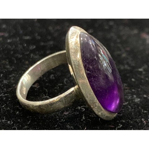 Amethyst Big Stone Silver Ring