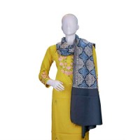 Jaal Embroidary Kashmiri Pashmina Stole in Blue